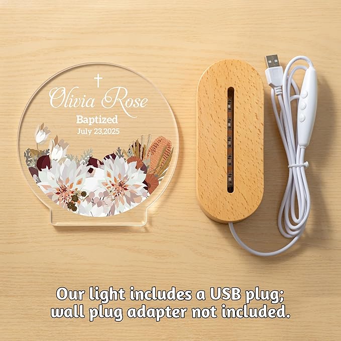 7GEEFT Personalized Baby Gifts for Kids, Custom Flower Acrylic Sign Plaque - Image 6