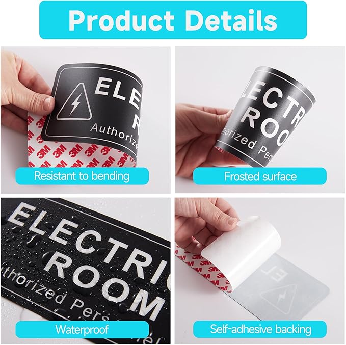 Electrical Room Door Sign for Business，Self-Adhesive Durable Modern Electrical - Image 4