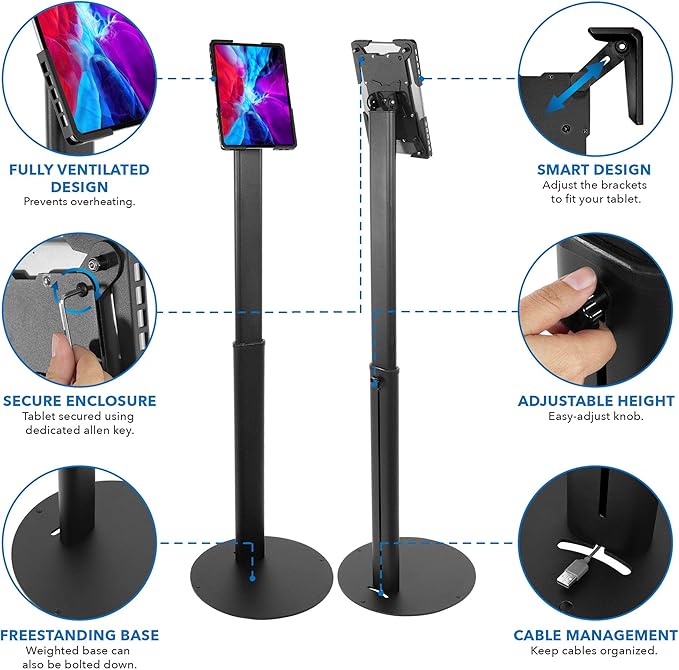 Mount-It! Anti-Theft Universal Tablet Kiosk Stand, Fits iPad Pro, Galaxy Tab - Image 4