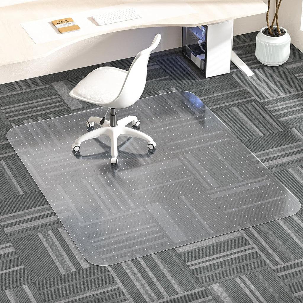 Office Chair Mat for Carpet, 48" X 48" Clear PVC Desk Chair Mat | Desk Chair Mat for Carpet Floors, Clear and Thick Carpet Chair Mats with Non-Slip Studded for Home and Office Low Pile Carpet
