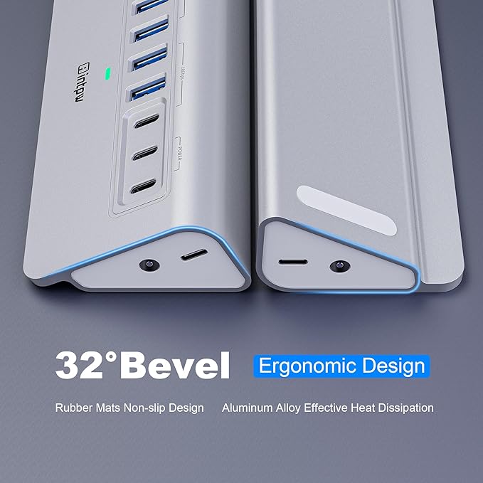Powered USB Hub 10Gbps, intpw 9-Port USB 3.2 Hub, USB C Hub - Image 5