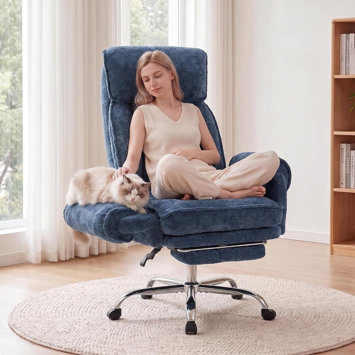 Criss Cross Office Chair Comfy with Adjustable 5-Position Armrests, Retractab...