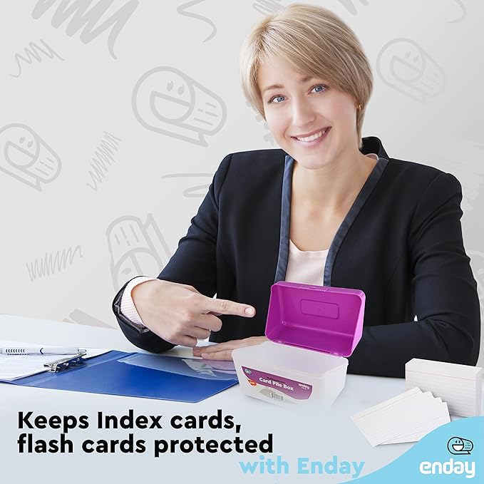 Enday Index Card Holder Purple, 3x5 Note Flash Card Organizer Case, Index Card - Image 6