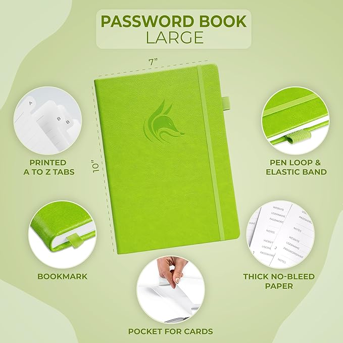 Clever Fox Password Book with alphabetical tabs. Internet Address Organizer - Image 2