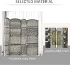 HOMCOM 6 Panel Room Divider, Hand-Woven Freestanding Wall Partition - Image 5