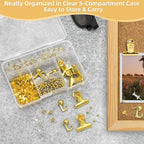 Gold Push Pins Set, 5 Styles Office Pushpins Set in Storage Box - Image 8