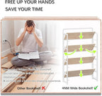 4NM No Assembly Extra Wide 4 Tiers Folding Bookshelf Storage Shelves Vintage - Image 7