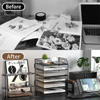 6 Tier Desk Organizer, Heavy-Duty Thick Metal Letter Tray Organizer, Large - Image 6