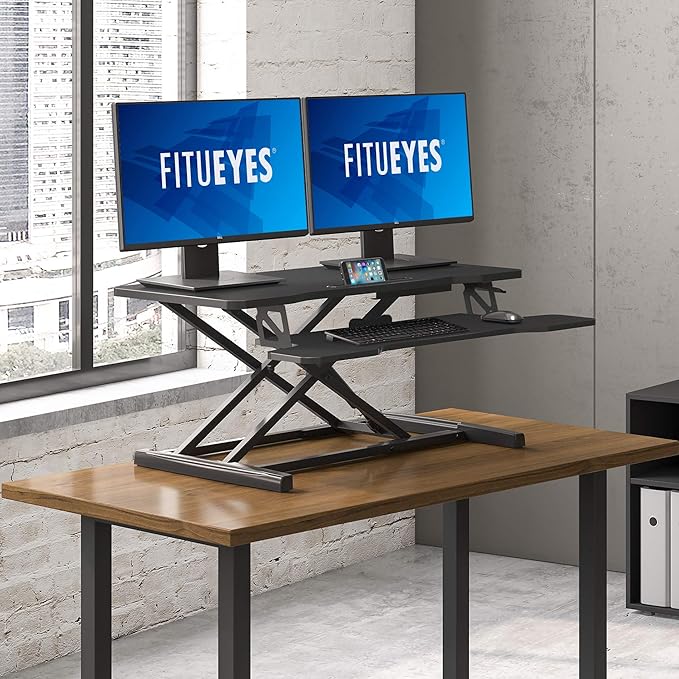 FITUEYES Height Adjustable Standing Desk 36” Wide Sit to Stand Converter Stand - Image 5