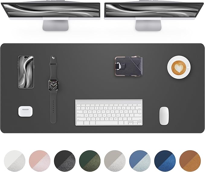 Leather Desk Pad Protector- 48" x 17" Office Desk Mat, Non-Slip PU Leather by AFIING