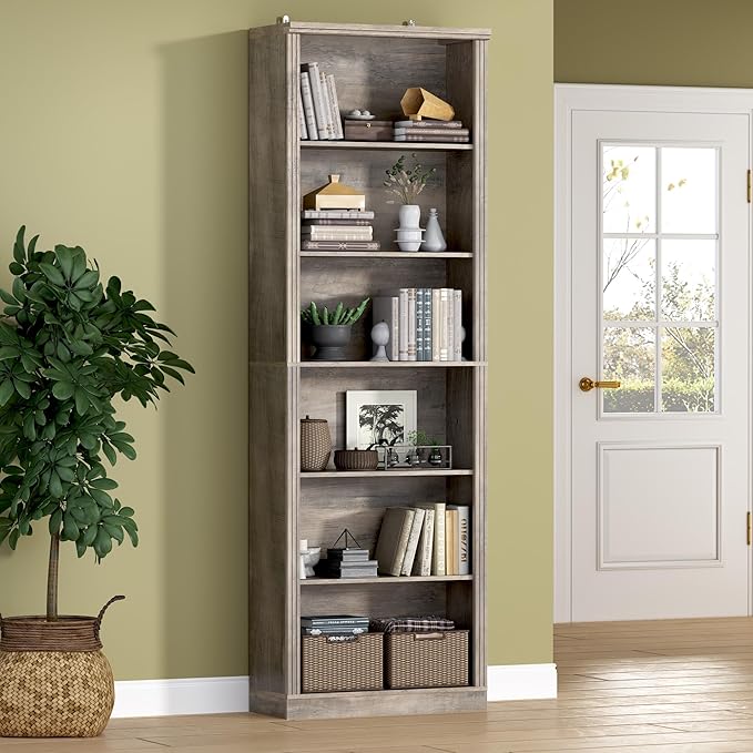 BORNOON 75" Tall Bookshelf, 6-Tier Floor Standing Bookcase by BORNOON