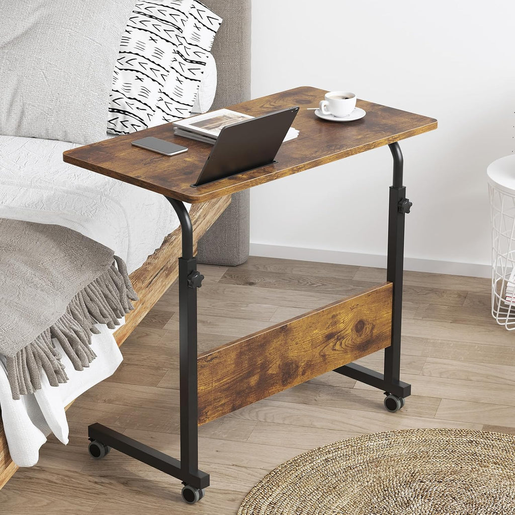 dlandhome 31.5 inches rolling desk with wheels adjustable, side view