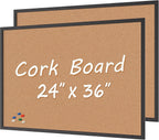 Board2by 2-Pack Cork Board Bulletin Board 24 x 36, Office Board