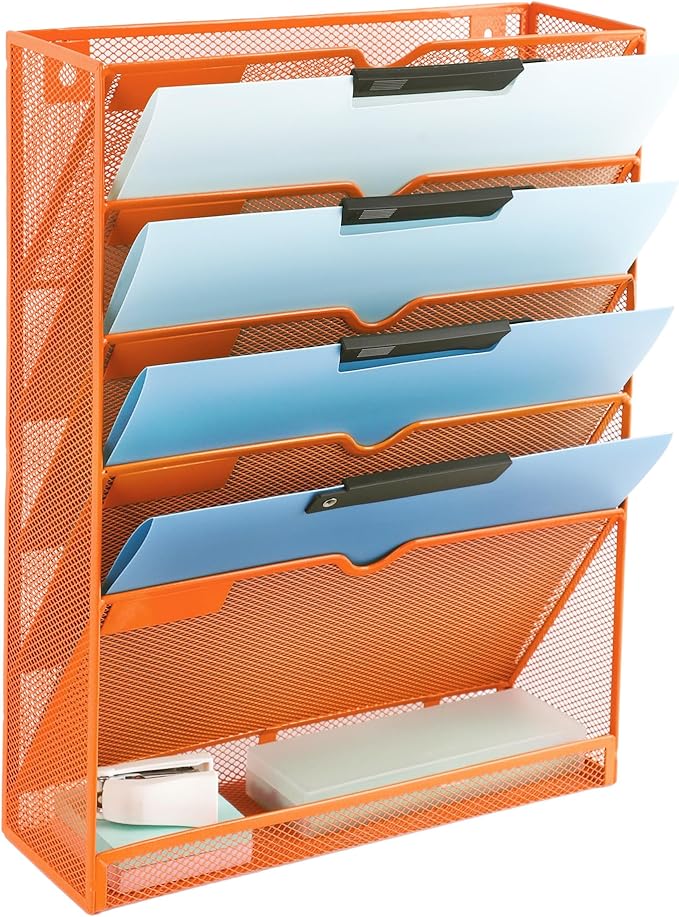 EASEPRES 6 Tier Mesh Hanging Wall File Organizer, Desk Vertical Mail Paper by EASEPRES