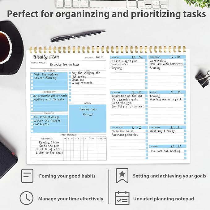 Weekly Planner Notepad Undated Weekly Schedule Planner To Do List Notebook - Image 2