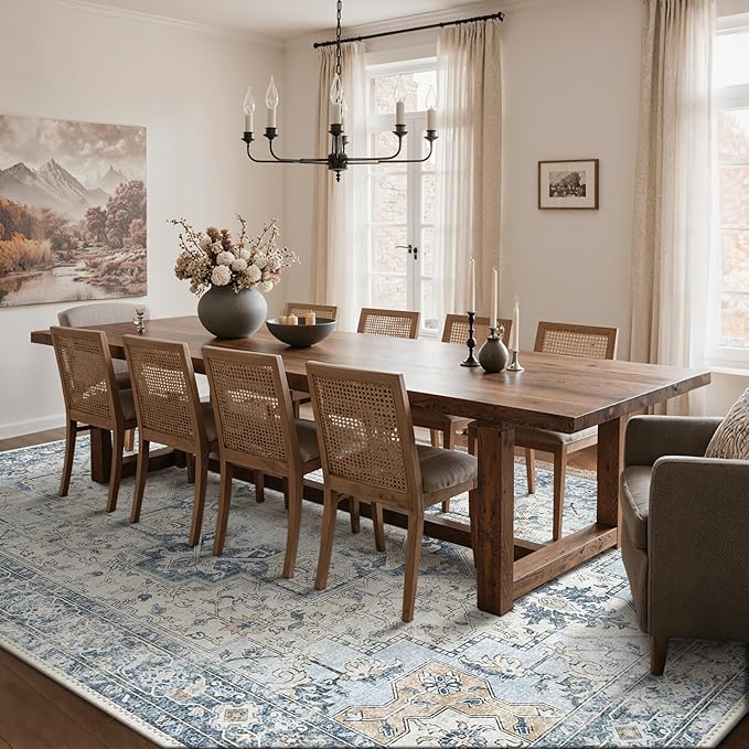 GENIMO 5x8 Area Rugs for Living Room, Machine Washable Low Pile Rugs, Chenille - Image 3