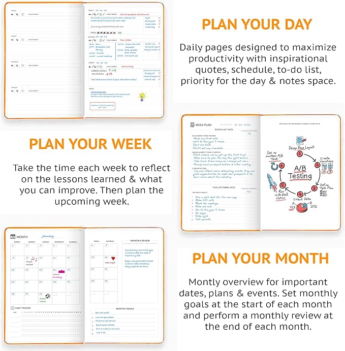 Wyze Planner Undated Daily Planner – 1-Year B5 Productivity Organizer - Image 4
