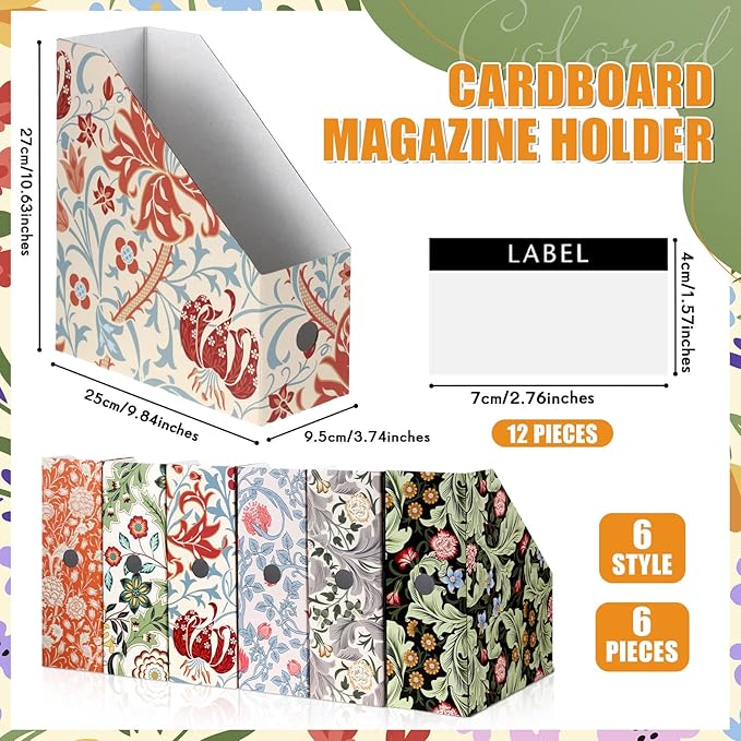 PerKoop 6 Pcs Magazine File Holder Foldable Decorative Cardboard File Folders 6 - Image 2