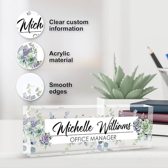 Personalized Name Plate for Desk, Custom Desk Name Plate, Acrylic Name Plate - Image 3