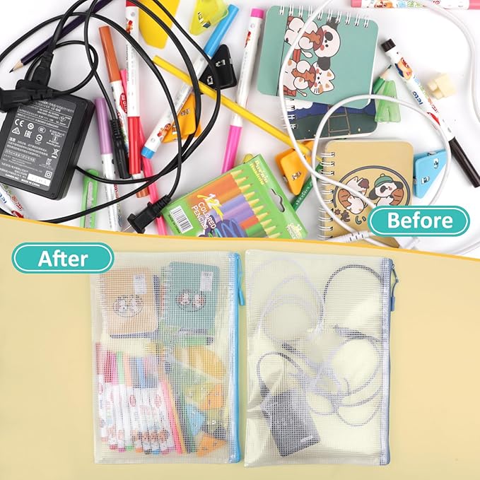 YOPCDJ 12pcs Mesh Zipper Pouch Bags, Extra Large A3 Puzzle Bag - Image 5