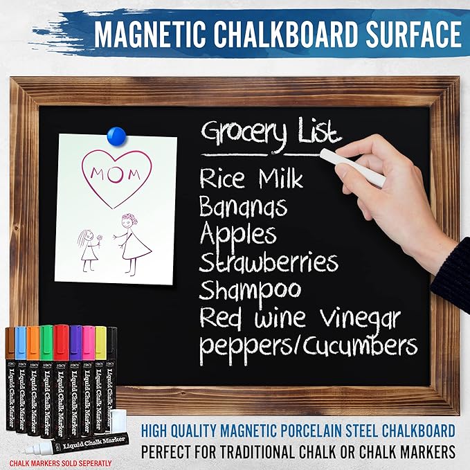 HBCY Creations 18" x 24" Torched Brown Solid Wood Frame Wall Chalkboard - Image 5