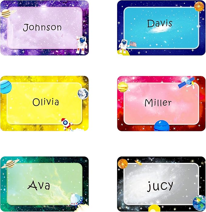 300 Pcs Name Tag Label Sticker Galaxy-Themed in 6 Designs - Image 2