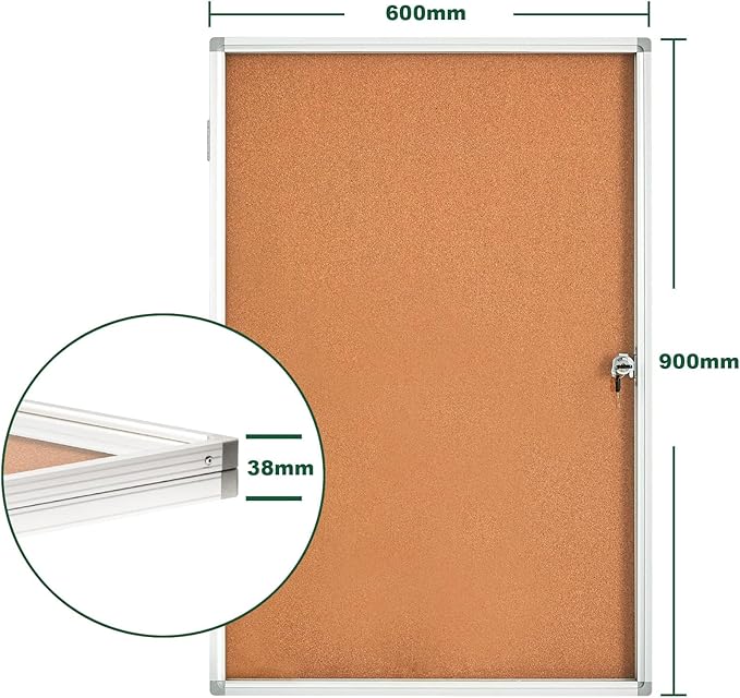 BIBOC EnclosedCork Bulletin Board 36x24 inch Lockable Cork Noticeboard Display - Image 3