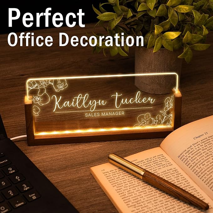 Desk Name Plate Personalized, Custom Office Light Up Name Plate - Image 3