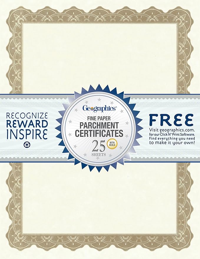 Geographics Optima Gold Blank Award Certificate Paper by Geographics