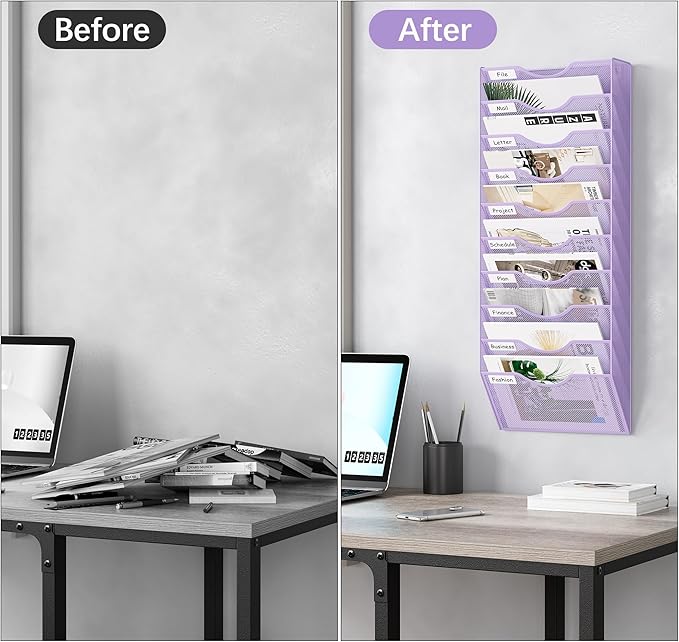 EasyPAG 10 Pocket Mesh Wall File Organizer, Hanging Paper Folder Holder - Image 5