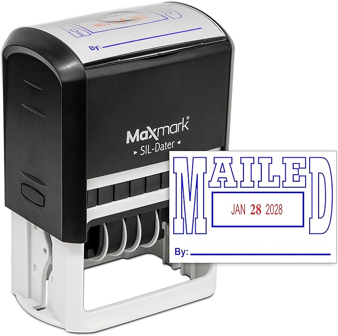 MaxMark Large Self-Inking Rubber Date Office Stamp by Maxmark