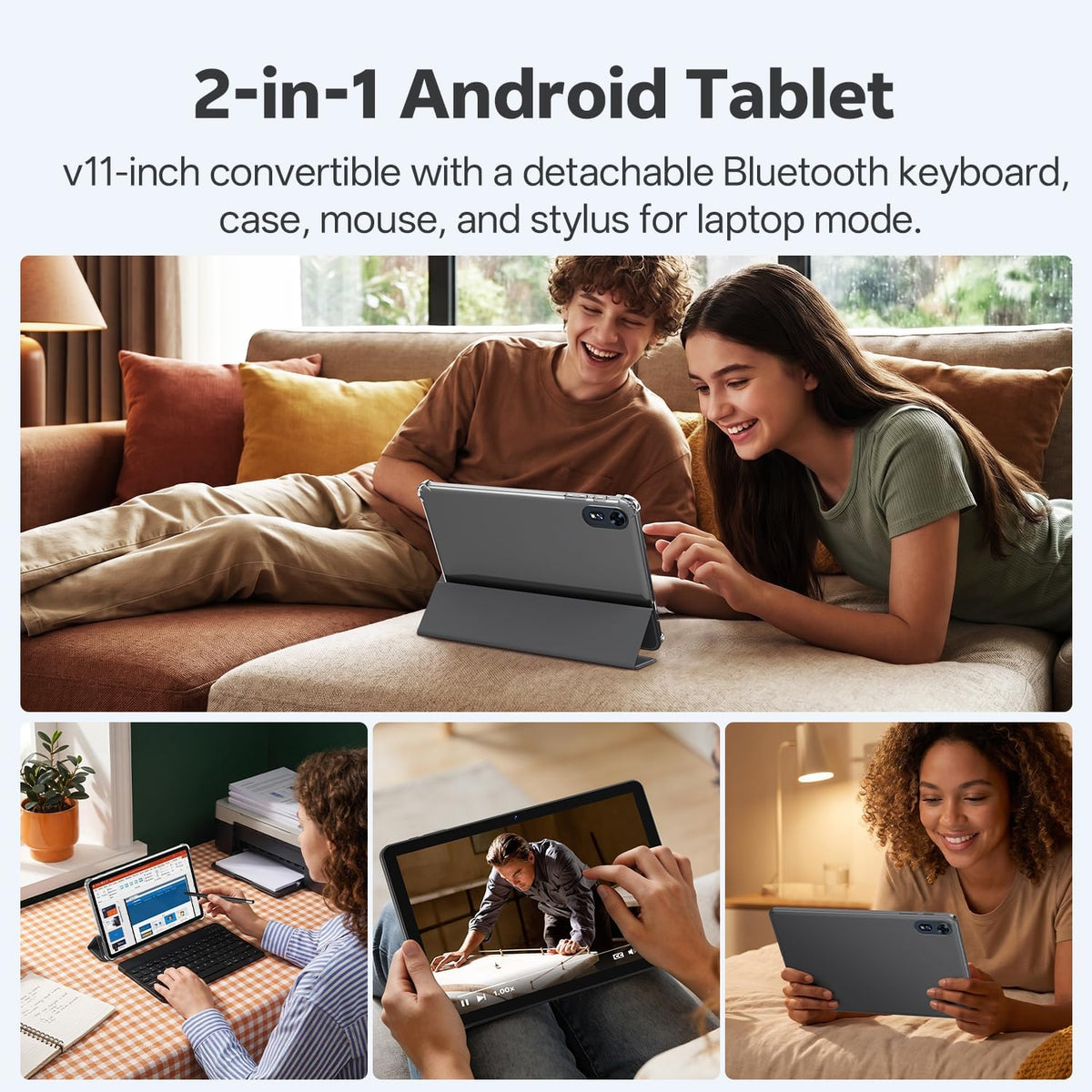 Tablet 10 Inch, Android 16 Tablet with Keyboard, 16GB RAM + 32GB, Gray