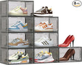 TOFWOF 8 Pack XX Large Shoe Organizer, Heavy-Duty Hard Thicken Plastic Clear by TOFWOF