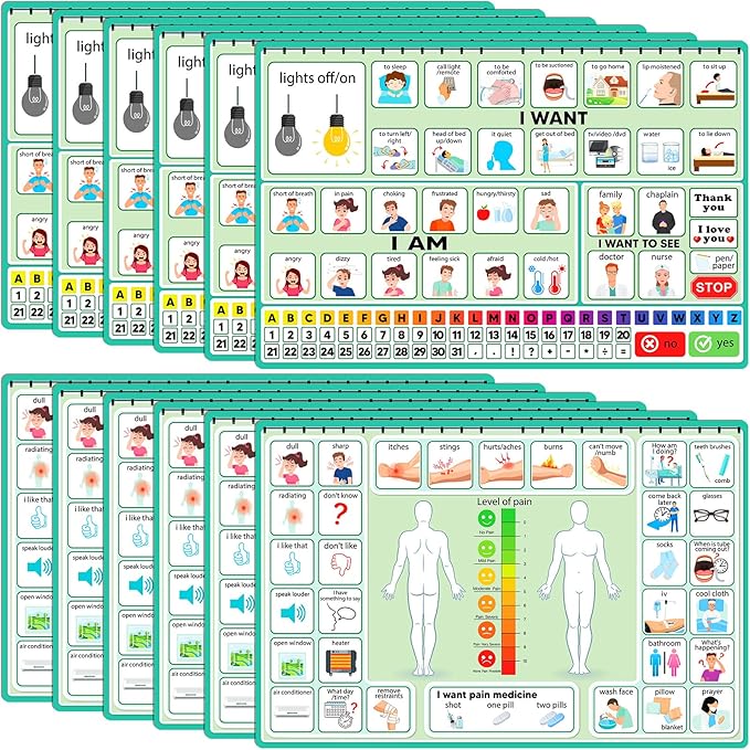 Geyoga 12 Pcs Nonverbal Communication Board, 16.73 x 11.22'' Patient Picture by Geyoga