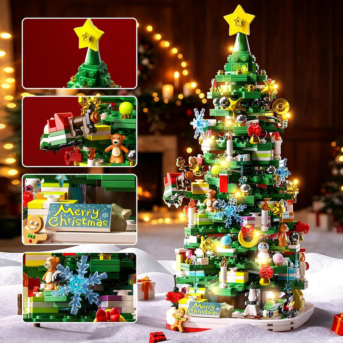 Advent Calendar 2026,Christmas Tree Building Kit with Lights,1083 Piece