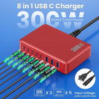 USB C Charger 300W USB C Charger Block, 8-Ports GaN IV Fast Charging Station Hub - Image 2