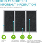 Ghent 48" x 96" 3-Door indoor Enclosed Recycled Rubber Bulletin Board, Shatter - Image 3