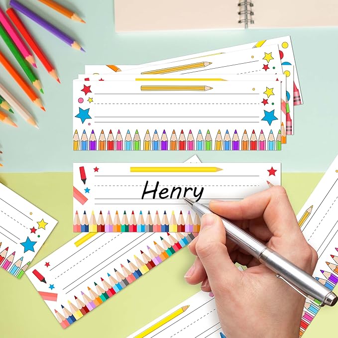 Name Tags for Classroom Cubbies, 30 Colorful Name Plates for Desks, Back to - Image 3