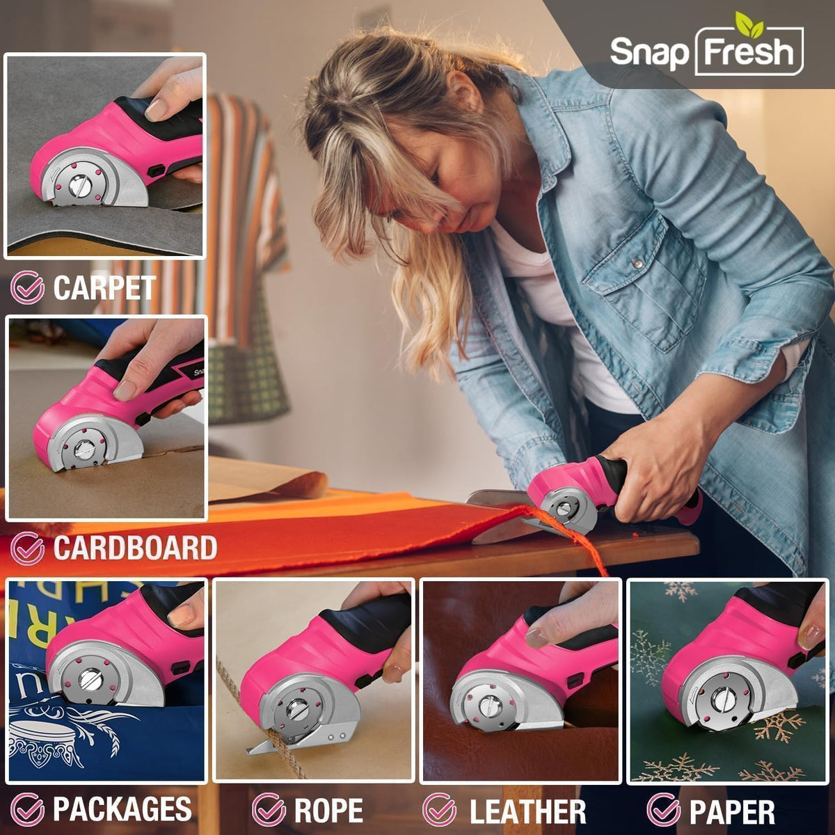 SnapFresh Cordless Electric Scissors, 4V Rechargeable Electric Box Cutter for...