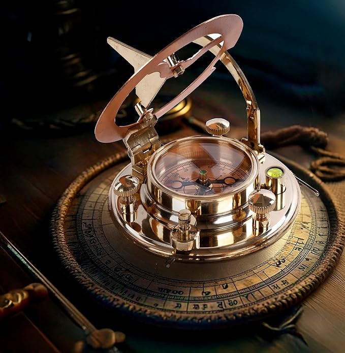 Brass Sundial Compass in Leather Case – Unique Nautical Gifts - Image 7