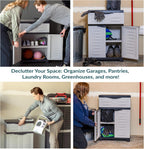 sunnydaze 34.5" garage storage cabinet with adjustable shelf, package contents
