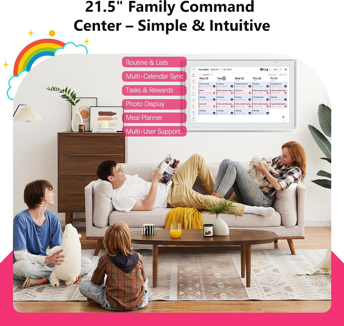 21.5" Family Digital Touchscreen Calendar for Chore & Meal Planning