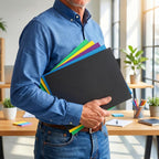 sunee folders with pockets(125 pack, black), 2 pocket on a desk or shelf