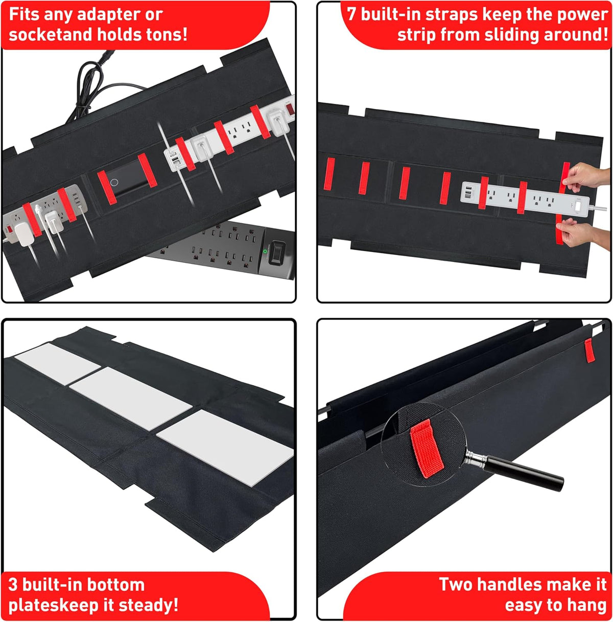 No Drill Under Desk Cable Management Tray, 36" Desk Cable Organizer