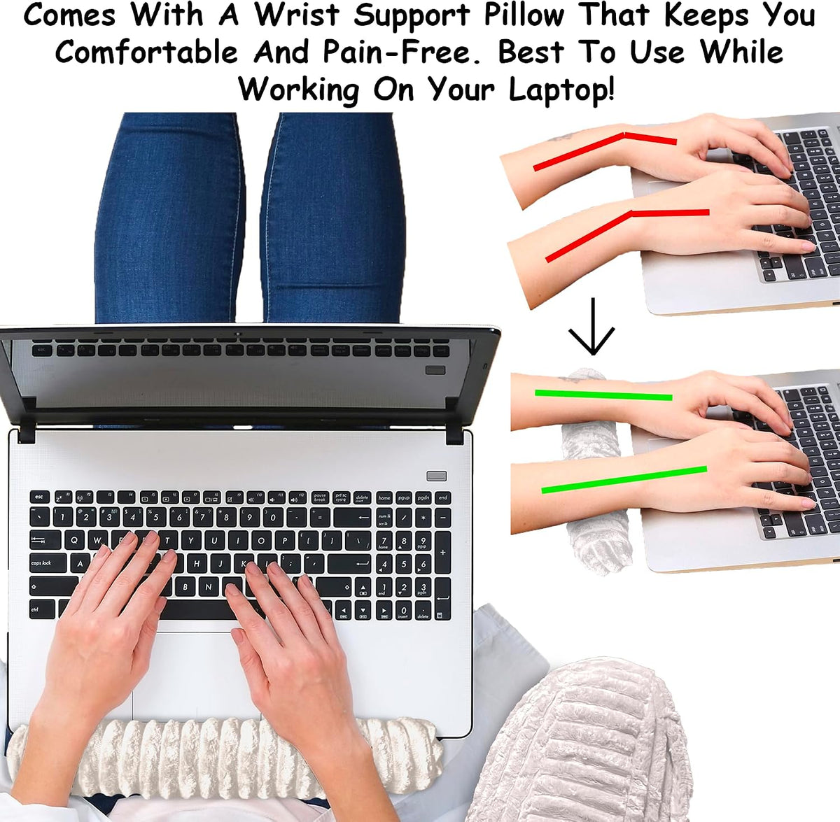 Homie Reading Pillow with Reading Light and Wrist Support, Has Arm Rests, and...