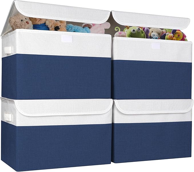 Bagnizer Large 22 Quart Linen Fabric Foldable Storage Bin Cube Organizer Basket by Bagnizer