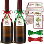 100 Pcs Christmas Coquito Labels for Bottle with Hemp Rope Xmas Coquito Bottle Tags Vanilla Labels with Graphic of Coconut Palm Tree for Home Christmas New Year Party Supply 3.5 ×2 (Bright)