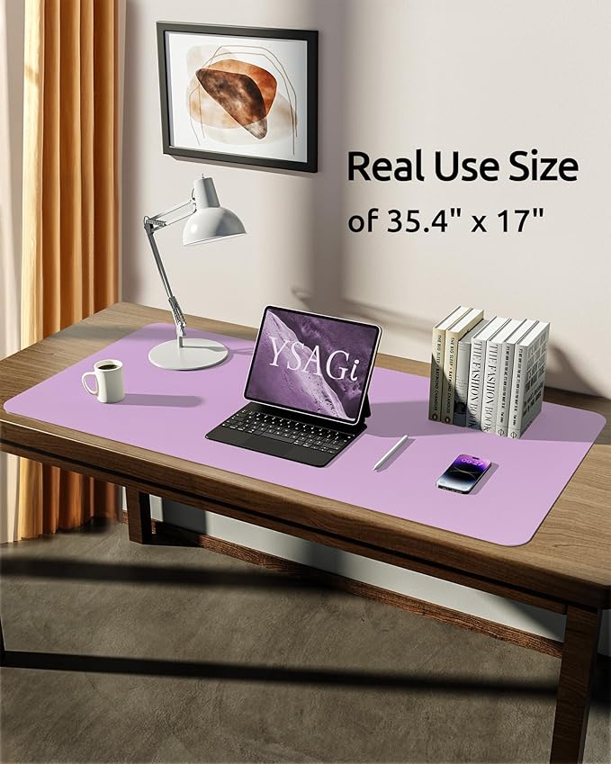 YSAGi Leather Desk Protector, Office Mat, Large Mouse Mat, Non-Slip PU Leather - Image 5