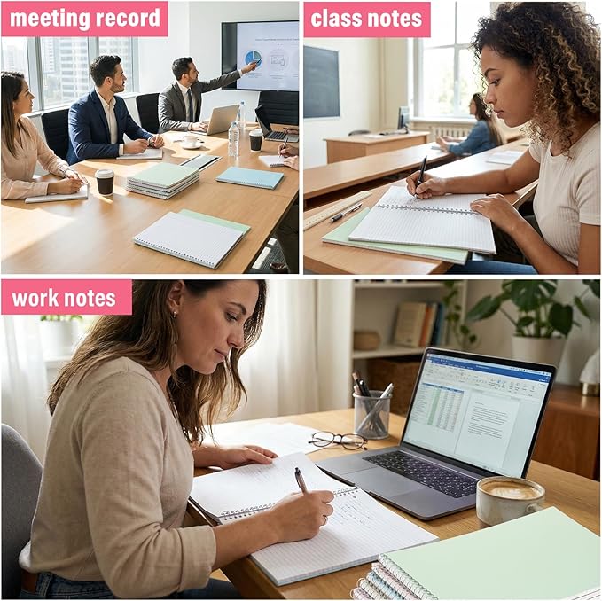 Maitys 6 Pcs Legal Pad Steno Spiral Notebook 8.5" x 11" Top Bound Spiral Pads - Image 6