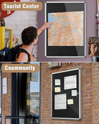 Mifuro 38"x28" Enclosed Bulletin Board, Lockable Weather-Resistant Aluminum - Image 8